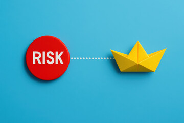 Poster - Managing uncertainty is crucial in business strategy as illustrated by the connection between risk and a navigating paper boat