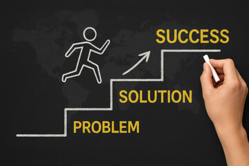 Poster - Illustrating the progression from challenge to achievement this concept highlights overcoming obstacles through effective resolution and growth