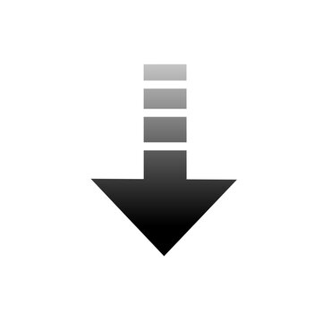 dotted down arrow illustration vector. down arrow icon with black gradient color. Download icon.