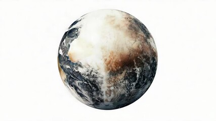 Wall Mural - A large planet with a white background. The planet is covered in a lot of craters and has a very dark surface