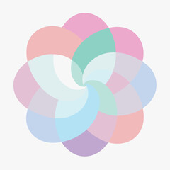 Poster - Abstract floral design featuring overlapping pastel colored petals against white