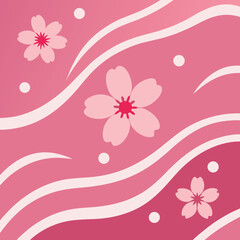 Poster - Abstract floral design featuring pink cherry blossoms and gentle wavy background
