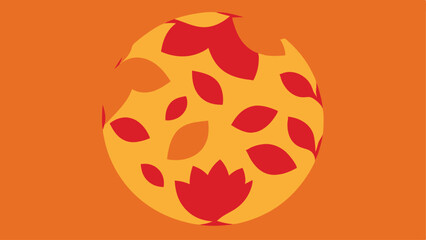 Poster - Abstract orange and red floral design on a transparent background for diverse projects