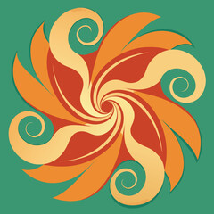 Poster - Abstract swirling vector design of spiraling orange and cream colored petals