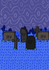Leinwandbilder - Graphic image of tombstones and crosses