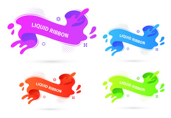 Fototapete - Bright liquid ribbons on white background. Collection design elements, decorative sticker for sale banner. 