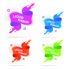 Fototapete - Bright liquid ribbons on white background. Collection design elements, decorative sticker for sale banner. 