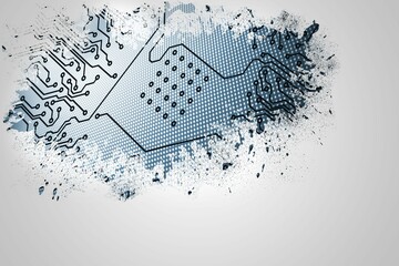 Poster - Splash on wall revealing circuit board
