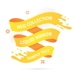 Aufkleber - Bright yellow liquid ribbons on white background. Design elements, decorative sticker for sale banner. 