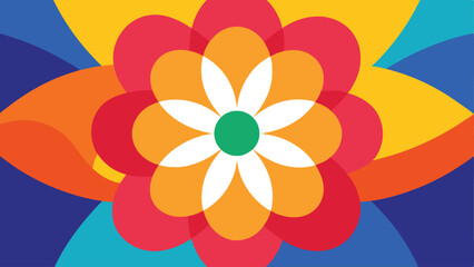 Poster - Colorful abstract flower design with overlapping geometric shapes on white