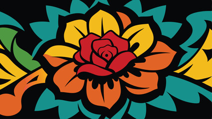 Poster - Colorful floral illustration with transparent background suitable for various design applications