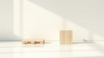 Poster - Minimalist product showcase featuring a pallet and block against a simple wall with natural light