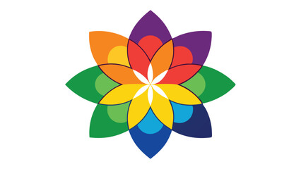 Poster - Colorful geometric flower design illustration with transparent background for various projects