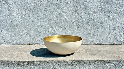 Poster - Cream-colored bowl with gold accents sits on a ledge.