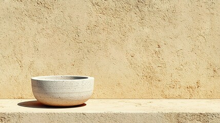 Poster - Light beige concrete bowl on a light beige surface.