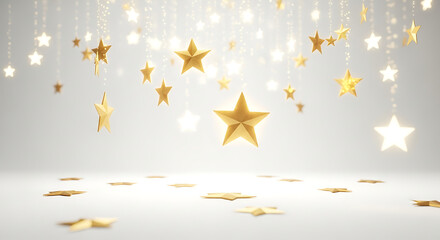 Wall Mural - Falling or floating yellow stars on