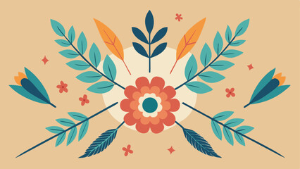 Poster - Decorative floral arrangement vector illustration with botanical and abstract design elements