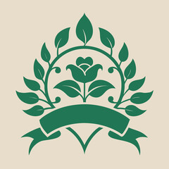 Poster - Decorative floral embellishment with leaves and ribbon transparent vector graphic design