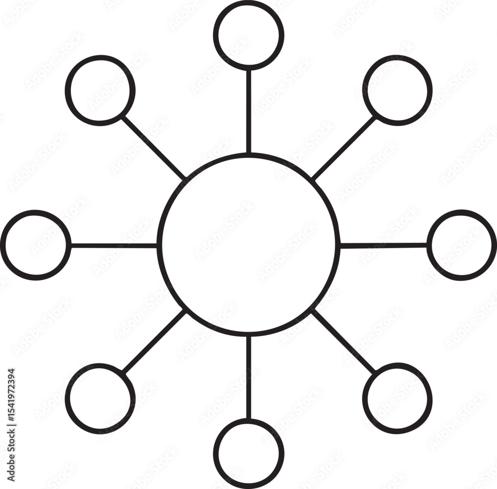 Network Diagram Illustration Central Circle Connected to Eight Outer ...