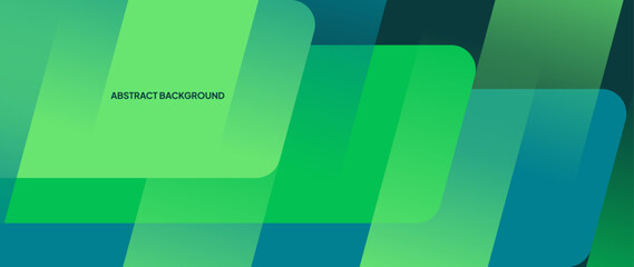Poster - Green abstract geometric shapes on a futuristic concept background. The regular sloping lines create a dynamic petern.