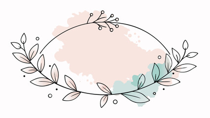 Poster - Elegant floral frame with watercolor background elements in a minimalist design