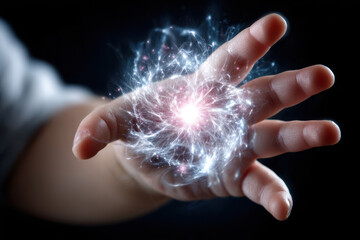 Poster - Creating energy with a hand reaching out in a dark setting
