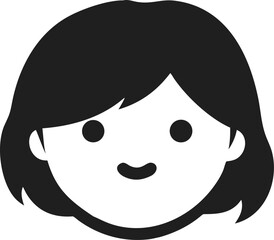 Poster - Minimalist Flat Face Girl Portrait Character Avatar Icon