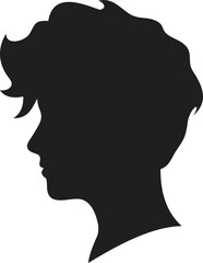 Poster - Minimalist Silhouette of a Young Man's Head with Curly Hair Style Illustration