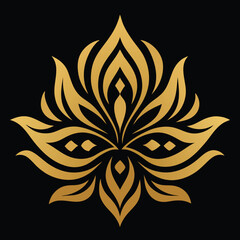 Poster - Elegant golden floral design element with intricate organic and symmetrical details