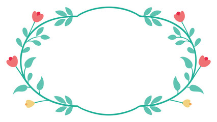 Poster - Floral oval frame design with flowers and leaves transparent vector for elegant designs