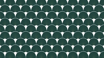 Poster - Art deco pattern background emerald green and gold seamless vintage fan design wallpaper texture elegant style editable stock vector illustration