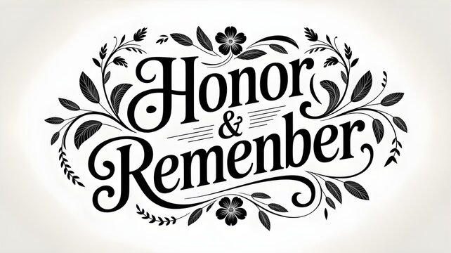 Elegant Honor & Remember Typography with Floral Design