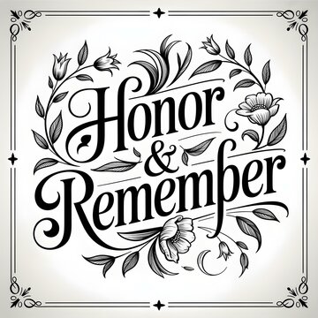 Elegant Honor & Remember Typography with Floral Design
