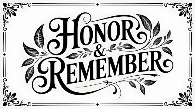 Elegant Honor & Remember Typography with Floral Design