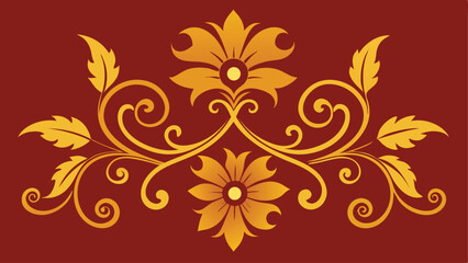 Poster - Ornamental floral design with golden swirls and leaf elements suitable for various projects