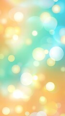 Poster - Smooth animation of defocused light circles creating a bokeh effect with a gradient from turquoise to orange, perfect for backgrounds and overlays