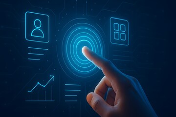 Aufkleber - Touching Digital Interface with User Icons and Data Visualizations