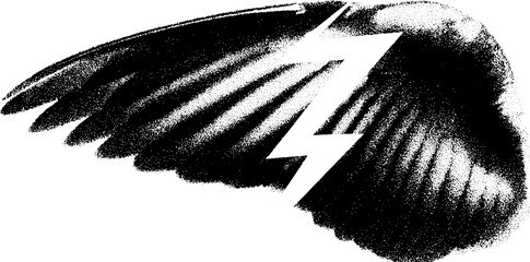 Aufkleber - Dramatic concept of a wing struck by lightning highlighting power and vulnerability