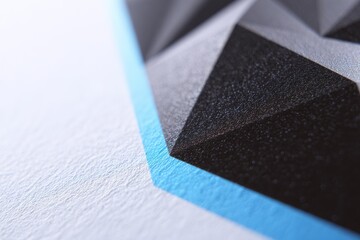 Fototapete - Close-up view of geometric black and blue pattern on textured paper showcasing modern art design