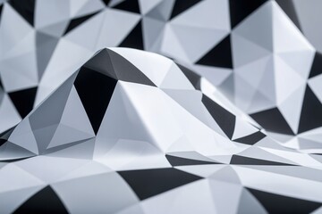 Poster - Textured black and white geometric patterns create an illusion of depth in a modern design setting