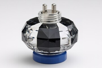Poster - Unique decorative lamp socket with crystal design, showcasing intricate details and modern elegance in indoor setting