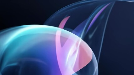 Poster - Flowing holographic and transparent iridescent lines and liquid shape creating futuristic abstract concept background motion footage.