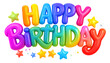 © Shahanaj - Colorful 3D Hand-Painted ‘Happy Birthday’ Text with Stars  PNG Isolated on Transparent Background PNG