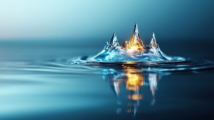 Poster - An artistic close-up of a water splash creating stunning textures and patterns, showcasing the beauty of fluid dynamics and the interplay of light and water.