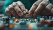 © Larisa AI - Close-up of skilled hands assembling a circuit board, showcasing glowing lights and technical components, representing the intricacies of electronics and innovation in technology.