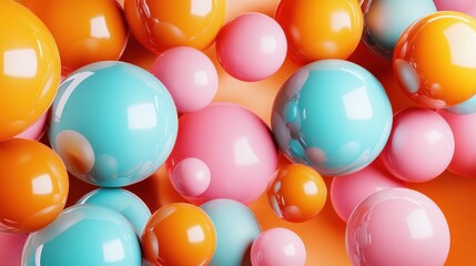 Poster - A visually striking, colorful arrangement of glossy spheres in various sizes, creating an abstract composition filled with vibrant colors that draw attention and inspire creativity.