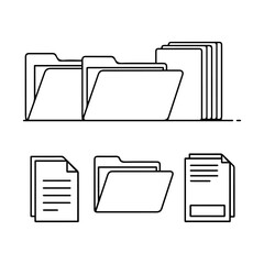 Leinwandbilder - Black outline drawing folders  documents