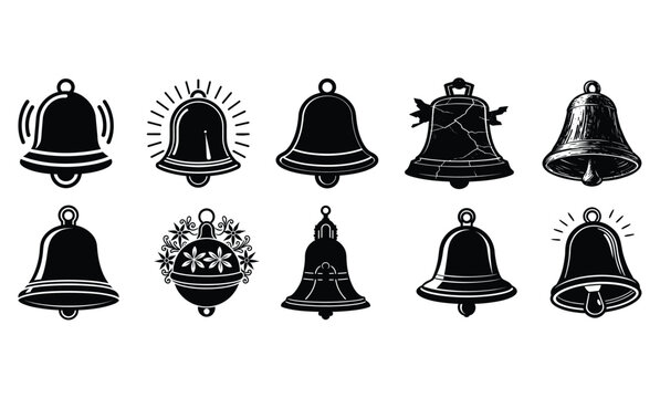 Christmas Bell Line, Solid, Flat and Colour Vector Icon. Editable Stroke. Pixel Perfect. For Mobile and Web.