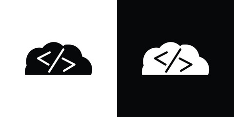 Cloud code icon black silhouette for web, and mobile app