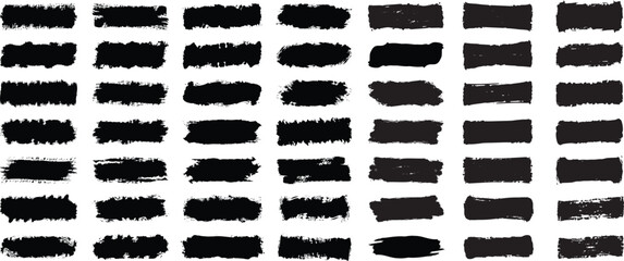 Poster -  Vector collection of artistic grungy black paint hand made creative brush stroke set isolated on white background